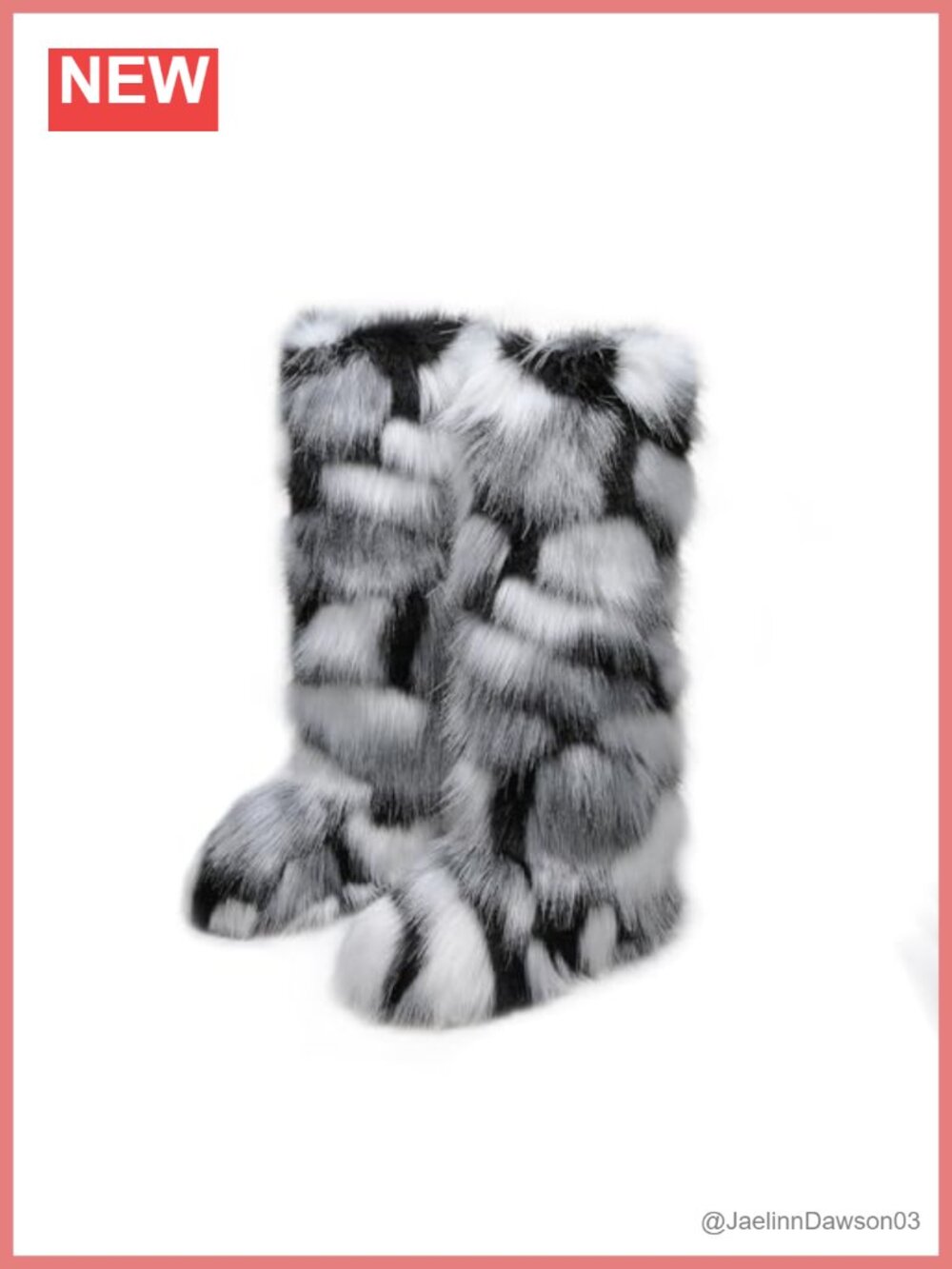 Women's Knee-High Faux Fur Boots Fluffy Winter Snow Boots Round Toe
